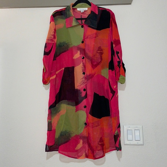 Caroline Rose Dresses & Skirts - Caroline Rose Abstract Print Semi-Sheer Dress SZ M EUC